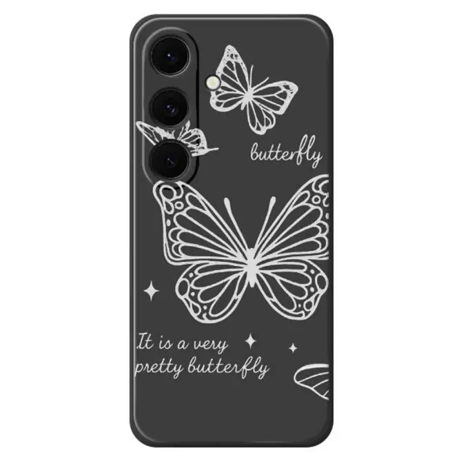 Coque Samsung Galaxy S25 FE Motif Papillons Argentés en Filigrane