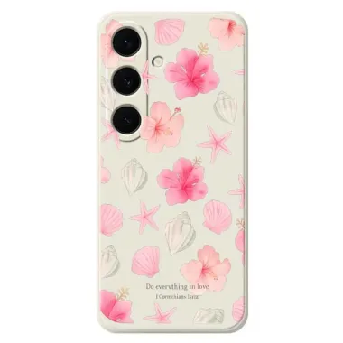 Coque Samsung Galaxy S25 FE Motif Hibiscus et Coquillages Aquarelle