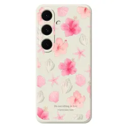 Coque Samsung Galaxy S25 FE Motif Hibiscus et Coquillages Aquarelle