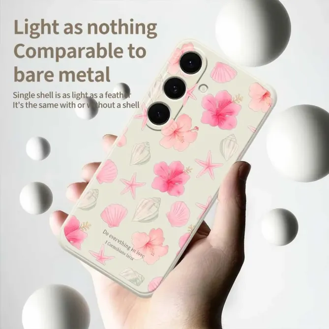 Coque Samsung Galaxy S25 FE Motif Hibiscus et Coquillages Aquarelle