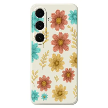 Coque Samsung Galaxy S25 FE Motif Fleurs Vintage Années 70