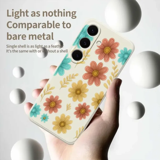 Coque Samsung Galaxy S25 FE Motif Fleurs Vintage Années 70