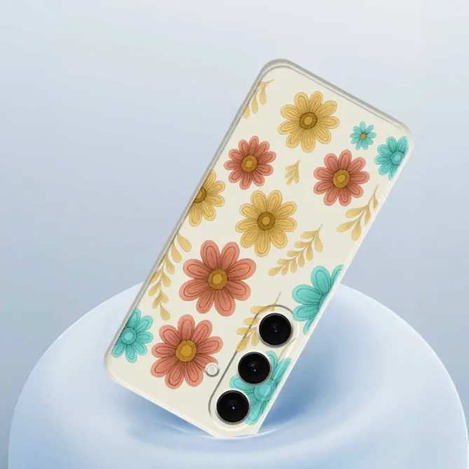 Coque Samsung Galaxy S25 FE Motif Fleurs Vintage Années 70
