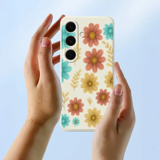 Coque Samsung Galaxy S25 FE Motif Fleurs Vintage Années 70