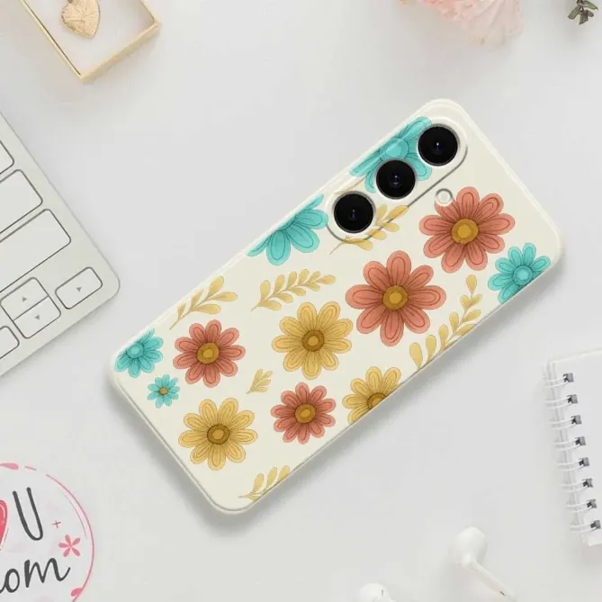 Coque Samsung Galaxy S25 FE Motif Fleurs Vintage Années 70