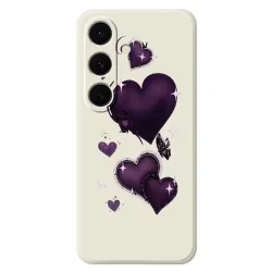 Coque Samsung Galaxy S25 FE Motif Coeurs Violets Gothiques