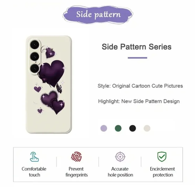 Coque Samsung Galaxy S25 FE Motif Coeurs Violets Gothiques