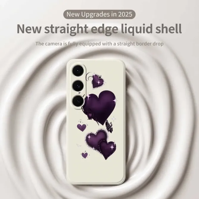 Coque Samsung Galaxy S25 FE Motif Coeurs Violets Gothiques