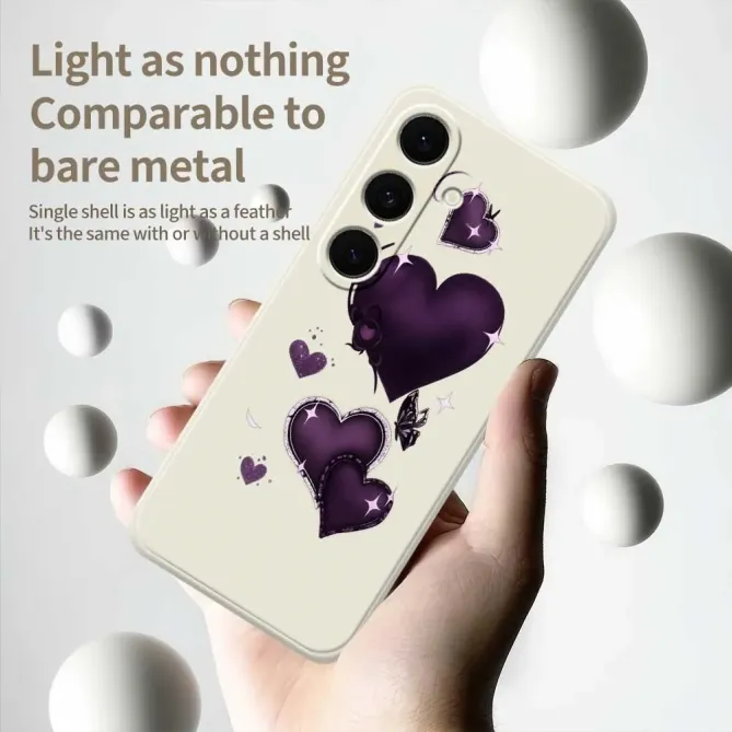Coque Samsung Galaxy S25 FE Motif Coeurs Violets Gothiques