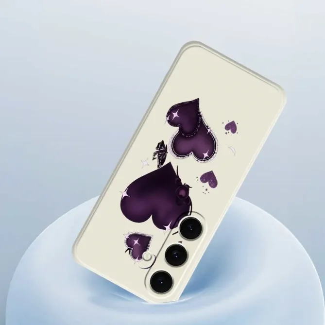 Coque Samsung Galaxy S25 FE Motif Coeurs Violets Gothiques