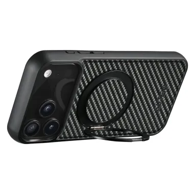 Coque iPhone 17 Pro Max Fibre de Carbone avec Anneau | COMMANDO