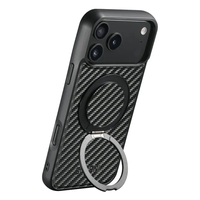 Coque iPhone 17 Pro Max Fibre de Carbone avec Anneau | COMMANDO