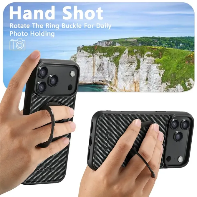 Coque iPhone 17 Pro Max Fibre de Carbone avec Anneau | COMMANDO