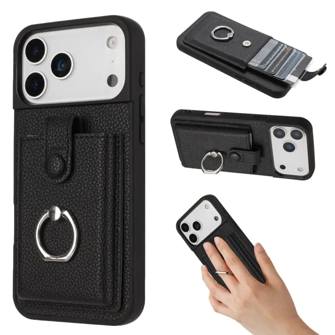 Coque iPhone 17 Pro Max Porte-cartes Extractible et Anneau