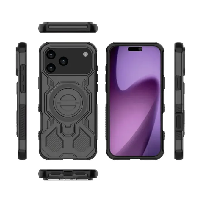 Coque iPhone 17 Pro Max Antichoc avec Support et 2 Verres Trempés