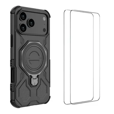 Coque iPhone 17 Pro Max Antichoc avec Support et 2 Verres Trempés