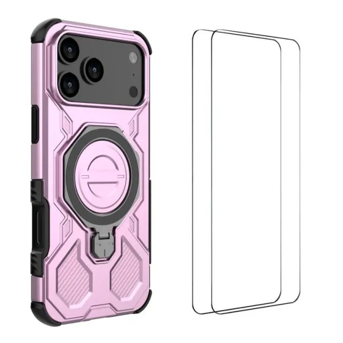 Coque iPhone 17 Pro Max Antichoc avec Support et 2 Verres Trempés