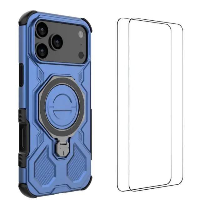 Coque iPhone 17 Pro Max Antichoc avec Support et 2 Verres Trempés