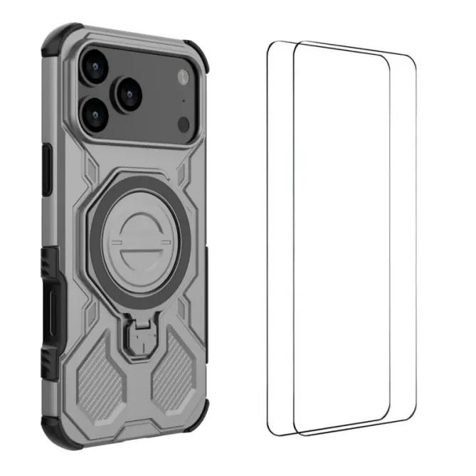 Coque iPhone 17 Pro Max Antichoc avec Support et 2 Verres Trempés