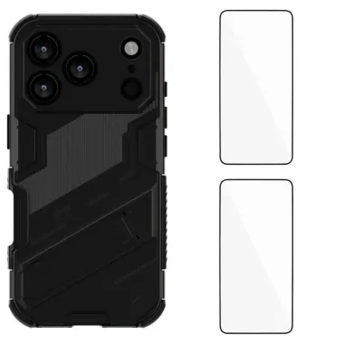 Coque iPhone 17 Pro Max Antichoc avec Support et 2 Verres Trempés