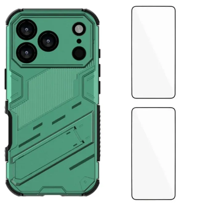 Coque iPhone 17 Pro Max Antichoc avec Support et 2 Verres Trempés