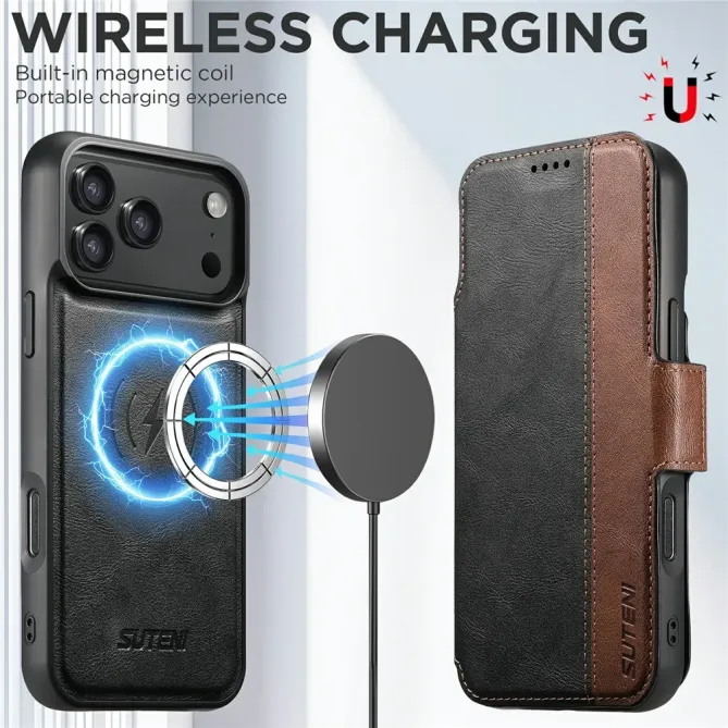 Housse Portefeuille iPhone 17 Pro Max Détachable MagSafe Bicolore