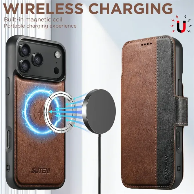 Housse Portefeuille iPhone 17 Pro Max Détachable MagSafe Bicolore