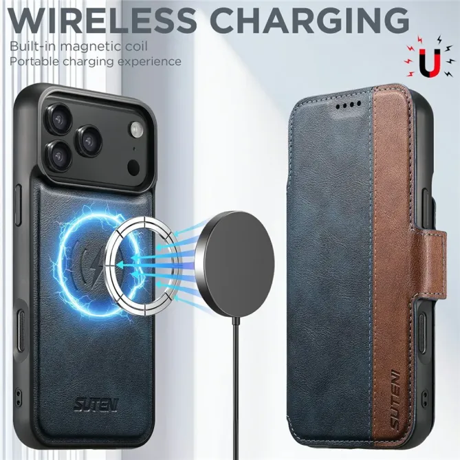 Housse Portefeuille iPhone 17 Pro Max Détachable MagSafe Bicolore