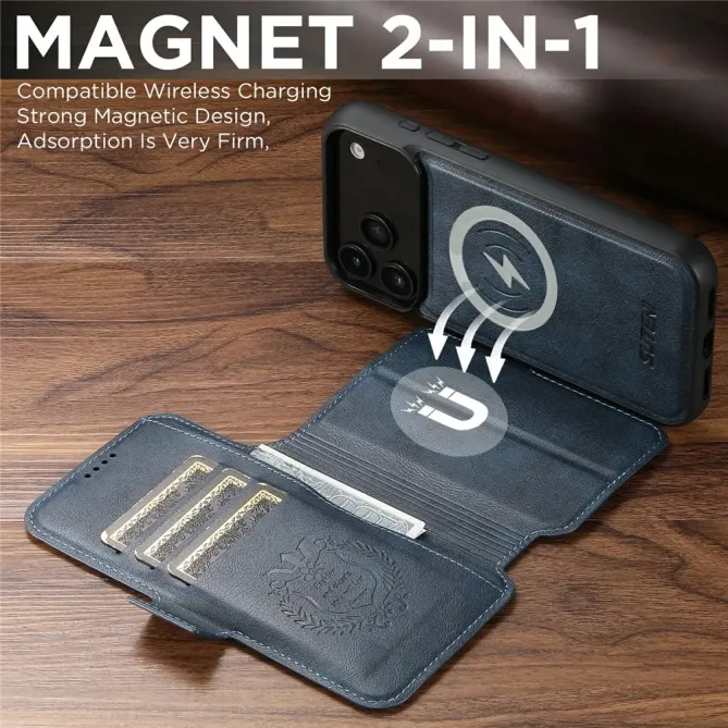 Housse Portefeuille iPhone 17 Pro Max Détachable MagSafe Bicolore