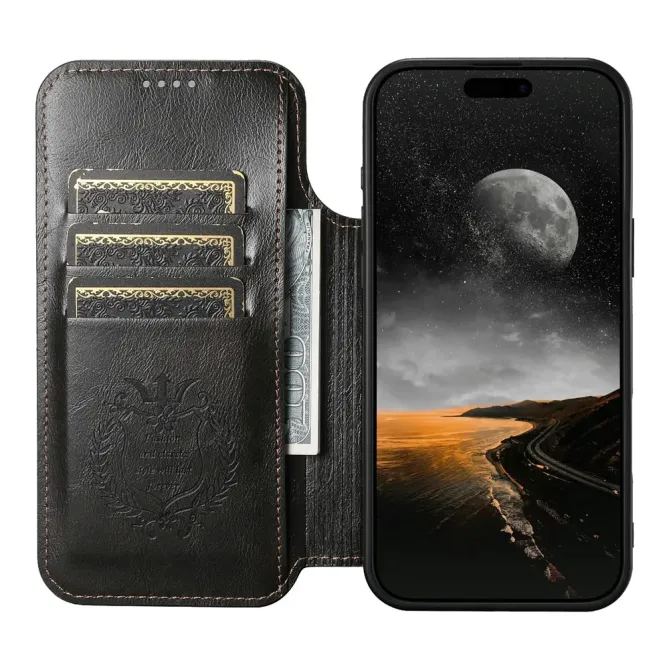 Housse Portefeuille iPhone 17 Pro Max MagSafe Effet Cuir avec Support