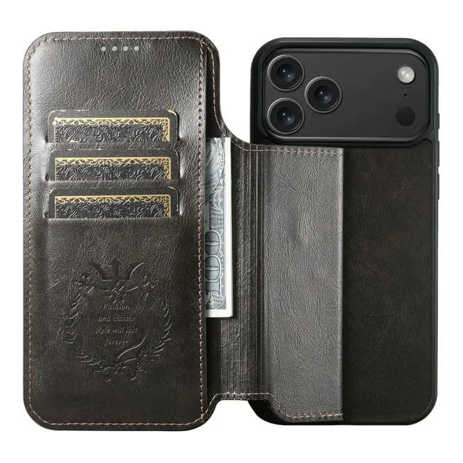 Housse Portefeuille iPhone 17 Pro Max MagSafe Effet Cuir avec Support