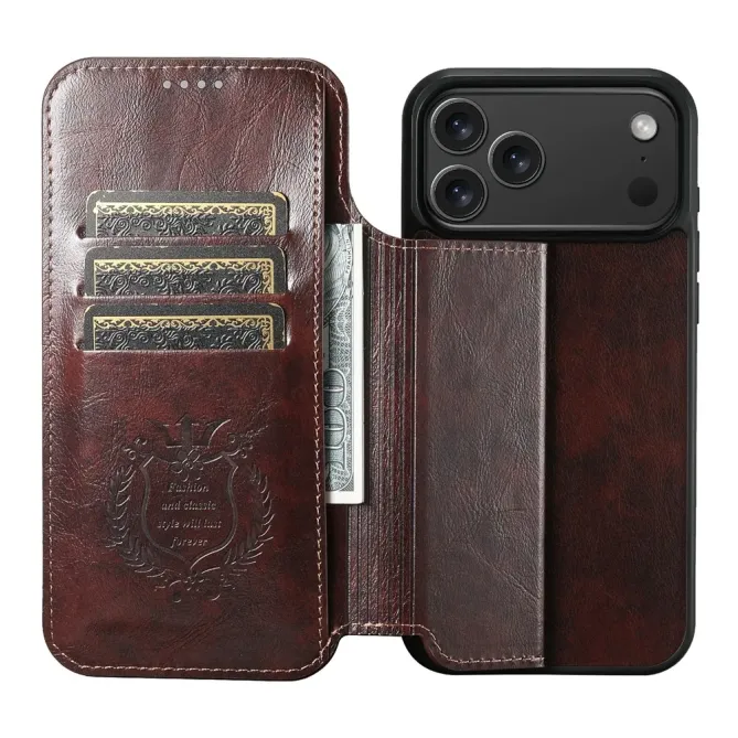 Housse Portefeuille iPhone 17 Pro Max MagSafe Effet Cuir avec Support