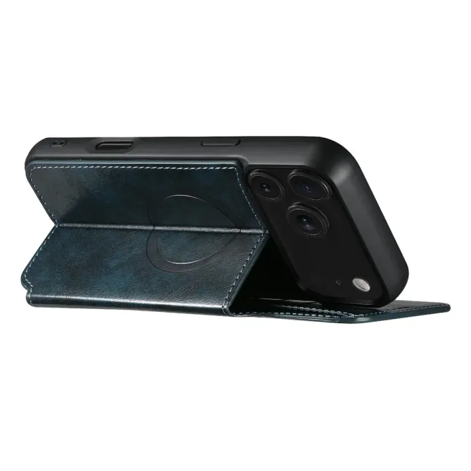 Housse Portefeuille iPhone 17 Pro Max MagSafe Effet Cuir avec Support