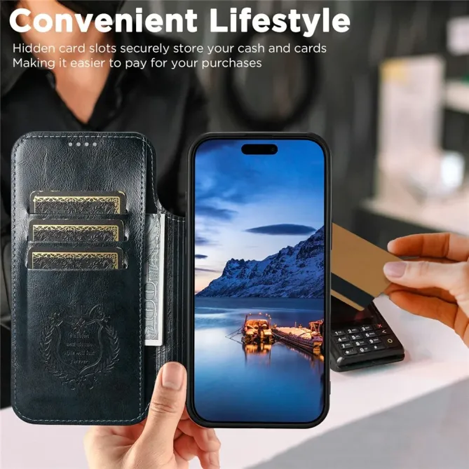 Housse Portefeuille iPhone 17 Pro Max MagSafe Effet Cuir avec Support