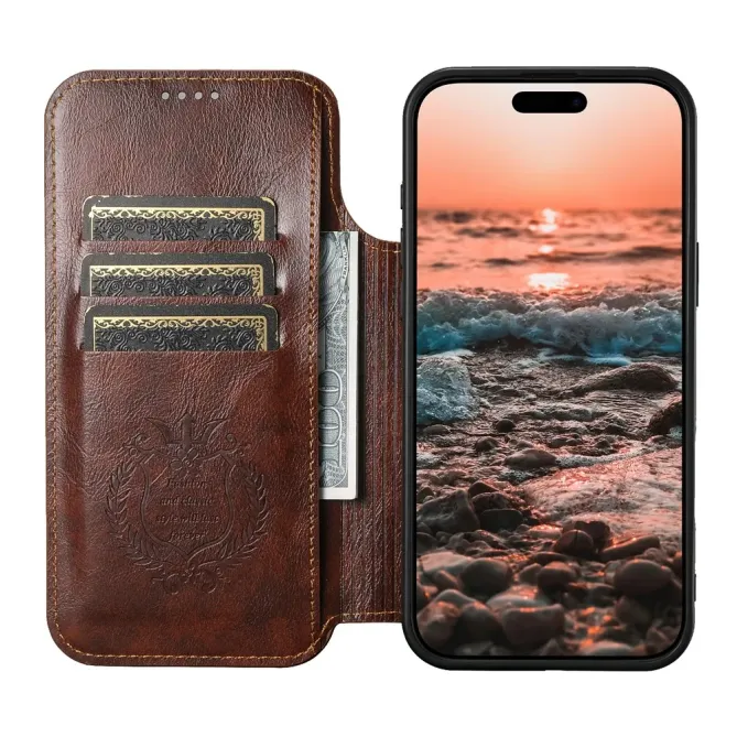 Housse Portefeuille iPhone 17 Pro Max MagSafe Effet Cuir avec Support