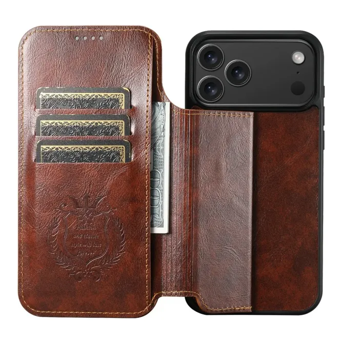 Housse Portefeuille iPhone 17 Pro Max MagSafe Effet Cuir avec Support