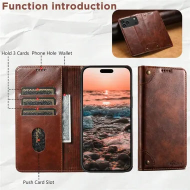 Housse iPhone 17 Pro Max Vintage Marron Clair - photo 29