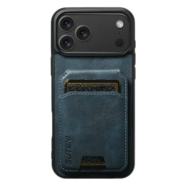 Coque iPhone 17 Pro Max Porte-Cartes Effet Cuir Ciré | H02 Bleu marine - photo 16