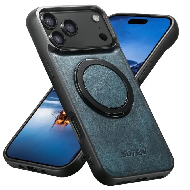 Coque iPhone 17 Pro Max Effet Cuir Ciré avec Anneau