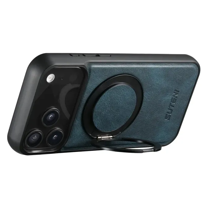 Coque iPhone 17 Pro Max Effet Cuir Ciré avec Anneau