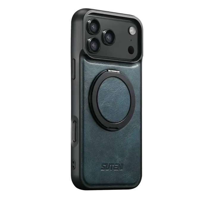 Coque iPhone 17 Pro Max Effet Cuir Ciré avec Anneau