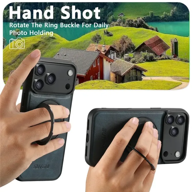 Coque iPhone 17 Pro Max Effet Cuir Ciré avec Anneau