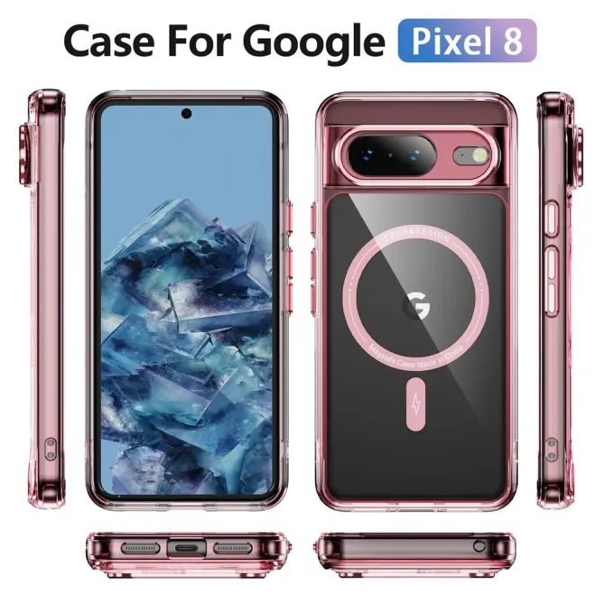 Coque Google Pixel 8 Transparente MagSafe avec Bords Colorés