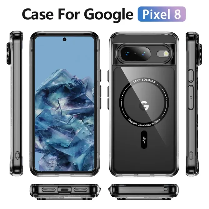 Coque Google Pixel 8 Transparente MagSafe avec Bords Colorés