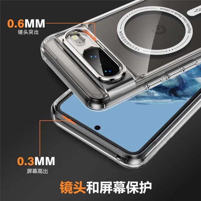 Coque Google Pixel 8 Transparente MagSafe avec Bords Colorés
