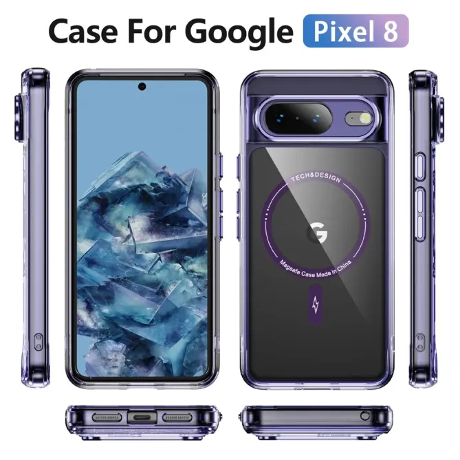 Coque Google Pixel 8 Transparente MagSafe avec Bords Colorés
