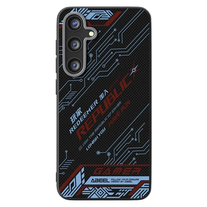 Coque  Samsung Galaxy S25 FE Design Circuit Bleu et Rouge