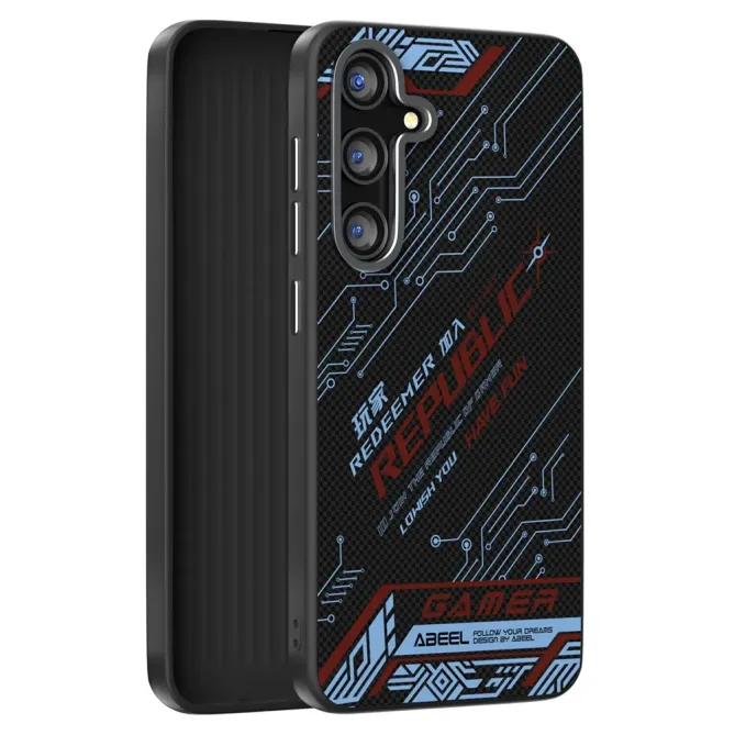Coque  Samsung Galaxy S25 FE Design Circuit Bleu et Rouge