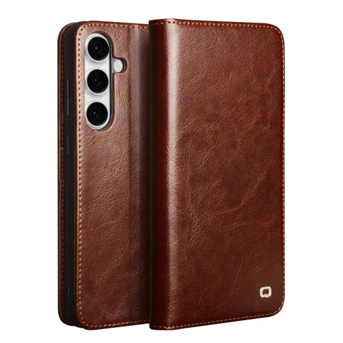 Housse Samsung Galaxy S25 FE fait main en cuir véritable