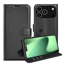 Housse iPhone 17 Pro Max portefeuille style cuir